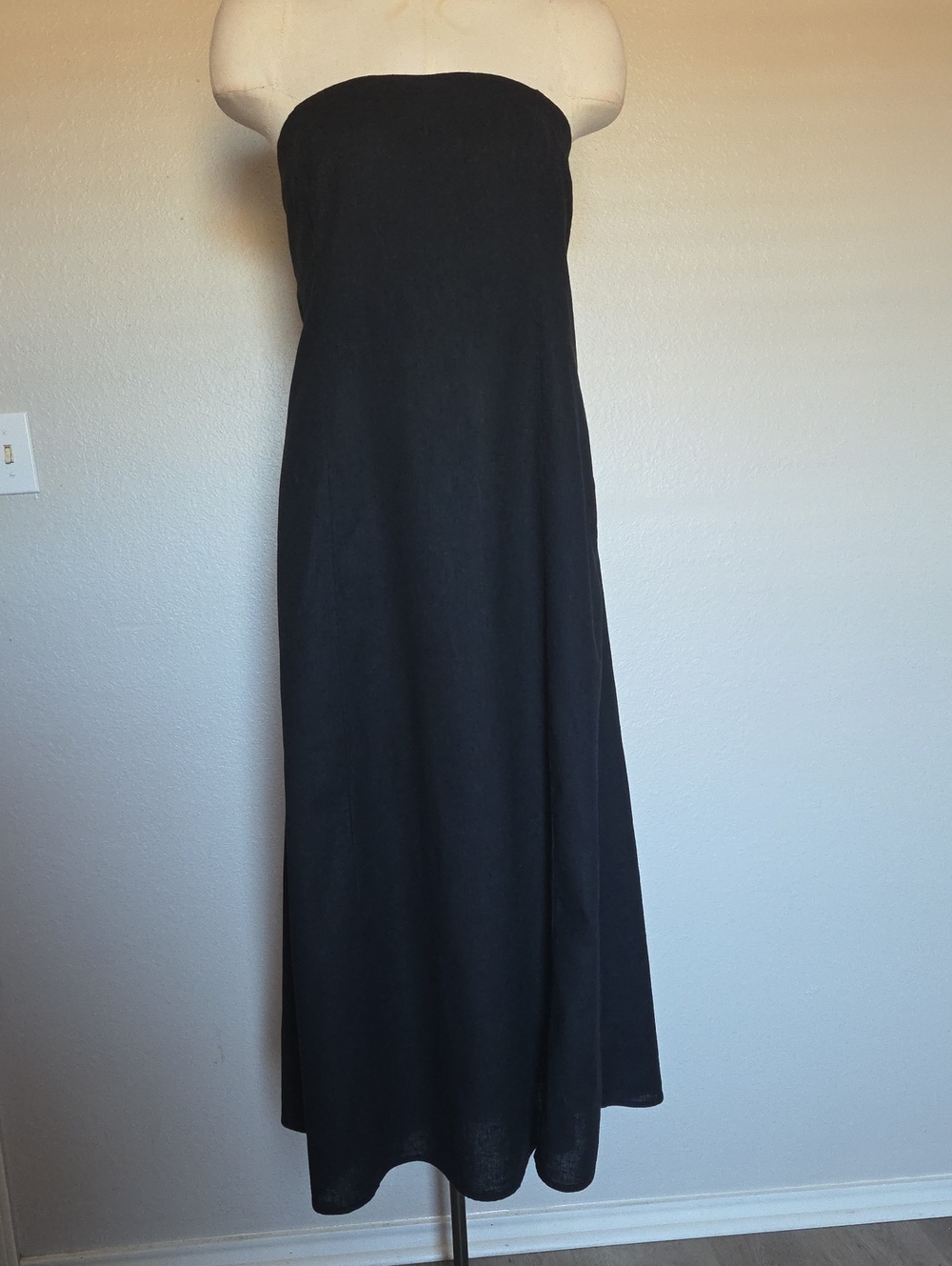 Abercrombie & Fitch Linen-Cotton Strapless Black Maxi Dress - Simple Silhouette